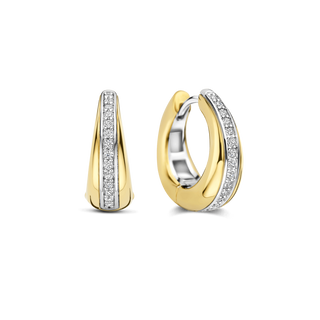 Ti Sento Jewellery Ti Sento Gold Plated Cubic Zirconia Layered Hoop Earrings 1932444