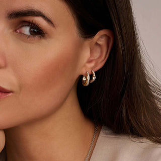 Ti Sento Jewellery Ti Sento Gold Plated Cubic Zirconia Layered Hoop Earrings 1932444