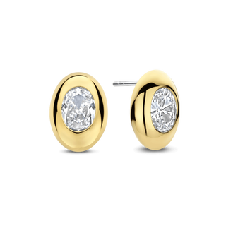 Ti Sento Jewellery Ti Sento Gold Plated Oval Sparkle Stud Earrings 1932446