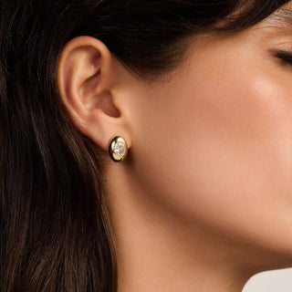 Ti Sento Jewellery Ti Sento Gold Plated Oval Sparkle Stud Earrings 1932446