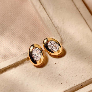 Ti Sento Jewellery Ti Sento Gold Plated Oval Sparkle Stud Earrings 1932446