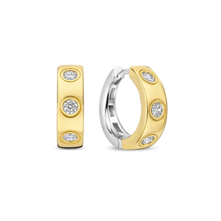 Ti Sento Jewellery Ti Sento Gold Plated & Sterling Silver Cubic Zirconia Chunky Hoop Earrings 1932448