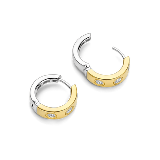 Ti Sento Jewellery Ti Sento Gold Plated & Sterling Silver Cubic Zirconia Chunky Hoop Earrings 1932448