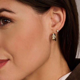 Ti Sento Jewellery Ti Sento Gold Plated & Sterling Silver Cubic Zirconia Chunky Hoop Earrings 1932448