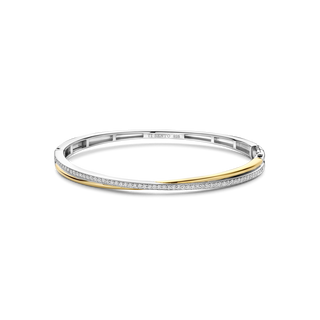 Ti Sento Jewellery Ti Sento Gold Plated Two Tone Cubic Zirconia Crossover Bangle 1935224