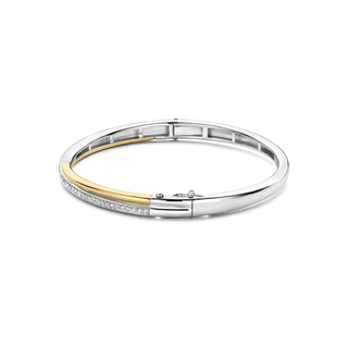 Ti Sento Jewellery Ti Sento Gold Plated Two Tone Cubic Zirconia Crossover Bangle 1935224
