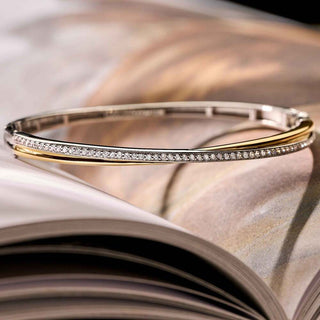 Ti Sento Jewellery Ti Sento Gold Plated Two Tone Cubic Zirconia Crossover Bangle 1935224