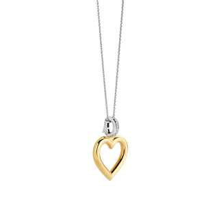 Ti Sento Jewellery Ti Sento Gold Plated Two Tone Cubic Zirconia Heart Necklace 1933321