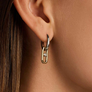 Ti Sento Jewellery Ti Sento Gold Plated Two Tone Open Link Cubic Zirconia Hoop Earrings 1932449