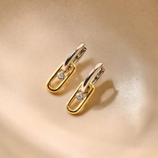 Ti Sento Jewellery Ti Sento Gold Plated Two Tone Open Link Cubic Zirconia Hoop Earrings 1932449