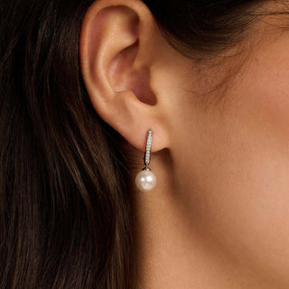Ti Sento Jewellery Ti Sento Sterling Silver Pearl & Cubic Zirconia Hoop Earrings 1932447