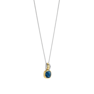 Allum & Sidaway Jewellery Ti Sento Two Tone Blue Cushion Cubic Zirconia Necklace 1933322