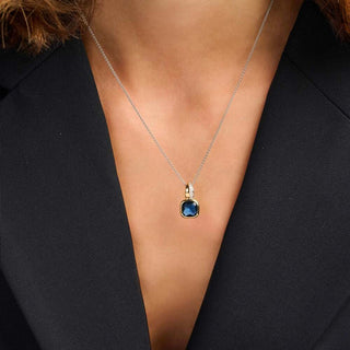 Allum & Sidaway Jewellery Ti Sento Two Tone Blue Cushion Cubic Zirconia Necklace 1933322