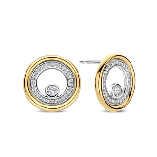 Ti Sento Jewellery Ti Sento Two Tone Cubic Zirconia Double Circle Stud Earrings 1932442