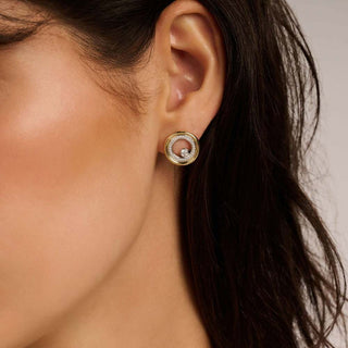 Ti Sento Jewellery Ti Sento Two Tone Cubic Zirconia Double Circle Stud Earrings 1932442