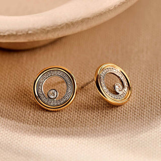 Ti Sento Jewellery Ti Sento Two Tone Cubic Zirconia Double Circle Stud Earrings 1932442