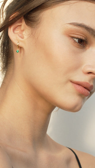 Carat* London Yellow Gold Plated Green CZ Tilda Hoop Earrings