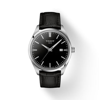 Tissot 40mm Stainless Steel PR 100 Black Leather Quartz Watch