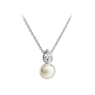 Jersey Pearl Amberley Stone Set Drop Pearl Necklace