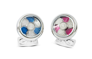 Deakin And Francis Pink And Blue Enamel Circle Cufflinks