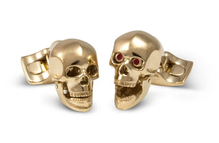 Deakin And Francis Yellow Gold Plated Skull Cufflinks