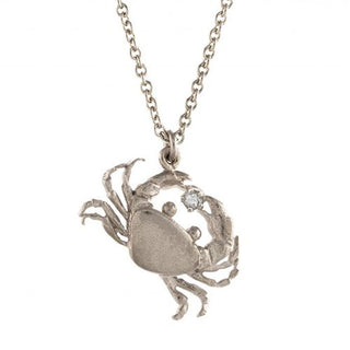 Alex Monroe Silver Cheeky Crab Necklace With Diamond