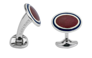 Deakin And Francis Oval Cufflinks With Red And Blue Enamel