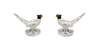 Deakin And Francis Silver And Enamel Pheasant Cufflinks