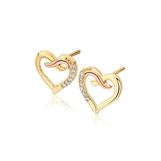 Clogau 9ct Gold Diamond Kiss Heart Stud Earrings