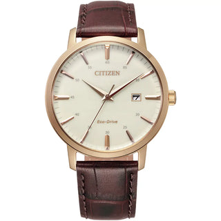 Citizen Watches Citizen 40mm Gold Toned Eco-Drive Watch with a Brown Leather Strap 4189051