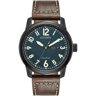 Citizen Watches Citizen 42mm Blue Eco-Drive Watch with a Brown Leather Strap 4189057