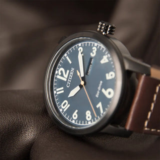 Citizen Watches Citizen 42mm Blue Eco-Drive Watch with a Brown Leather Strap 4189057