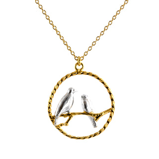 Alex Monroe Silver and Yellow Gold Plated Twisty Lovebird Necklace