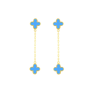 Fine Jewellery Jewellery 9ct Yellow Gold Turquoise Clover Drop Earrings 1202299