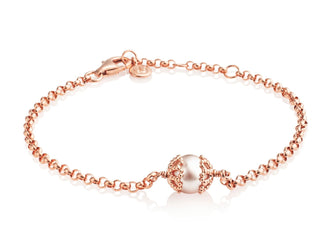 Jersey Pearl Rose Gold Plated Single Pearl Bracelet