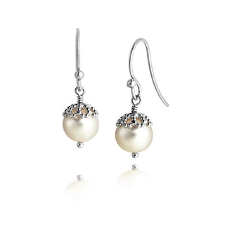 Jersey Pearl Silver Fancy Pearl Drop Earrings