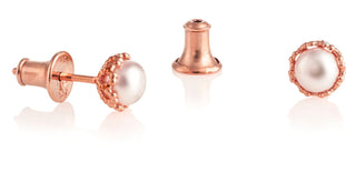 Jersey Pearl Rose Gold Plated Fancy Pearl Stud Earrings