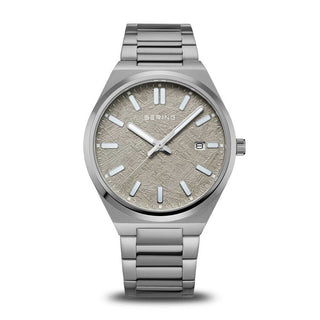 Bering 39MM Stainless Steel Brushed Grey Quartz Watch