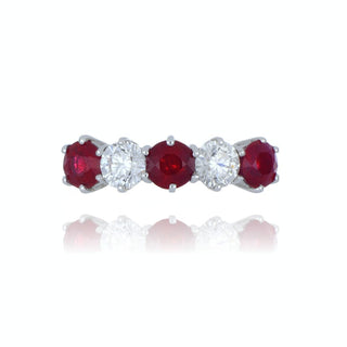 18ct yellow gold 1.74ct ruby and diamond 5 stone ring
