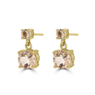 9ct Rose Gold Double Morganite Drop Earrings