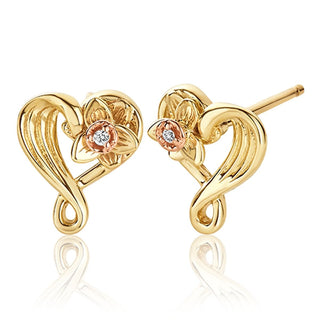 Clogau 9ct Yellow Gold St Davids Daffodil Diamond Heart Stud Earrings