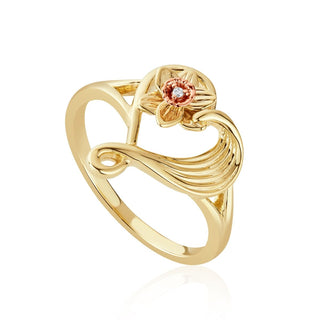 Clogau 9ct Yellow Gold St Davids Daffodil Diamond Heart Ring