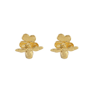 Alex Monroe Yellow Gold Plated Forget-Me-Not Bee Stud Earrings