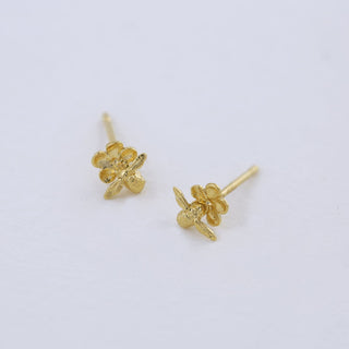 Alex Monroe Yellow Gold Plated Forget-Me-Not Bee Stud Earrings