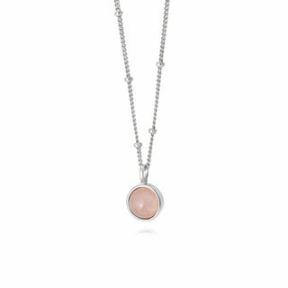 Daisy London Silver Rose Quartz Healing Stone Necklace