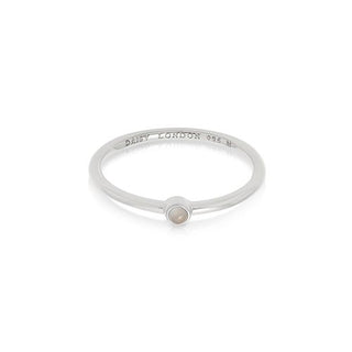 Daisy London Silver Rose Quartz Healing Stone Ring - Medium