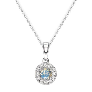 A&S Birthstone Collection 9ct White Gold Moonstone And Diamond June Birthstone Necklace