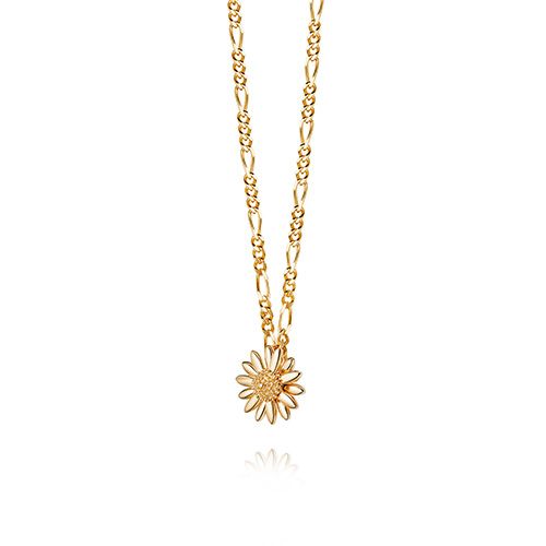 Sterling Silver and Yellow Gold White Mother Of Pearl Tuberose Daisy  Necklace P2922 | Contemporary Designer Jewellery