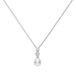 Diamonfire Silver Cz & Pearl Necklace