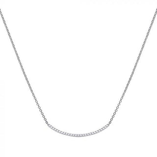 Diamonfire Silver Cz Curved Bar Necklace